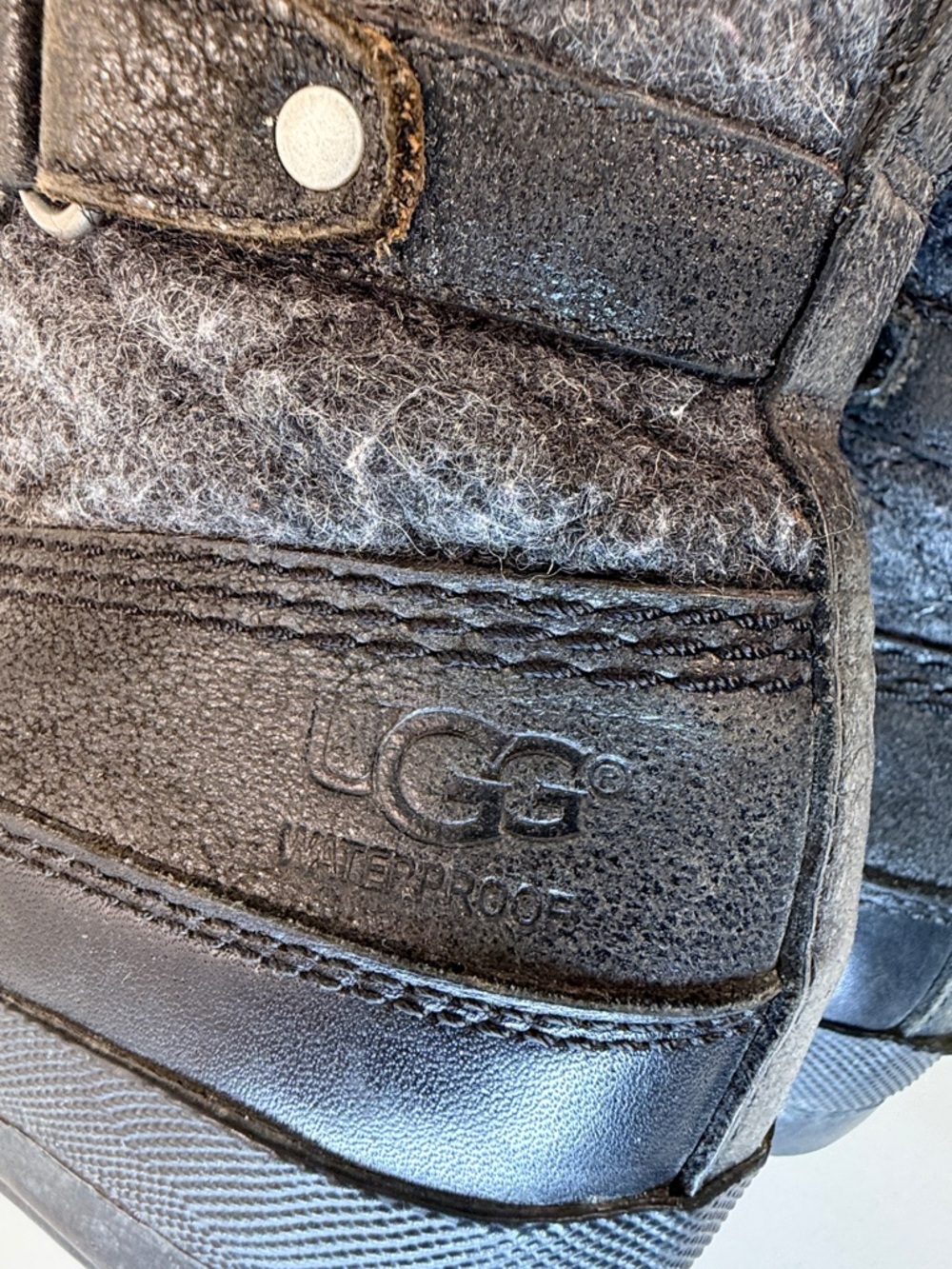 UGG Australia Waterproof Duck Boots Wool Lined Black Womens Size 9 - Picture 7 of 15